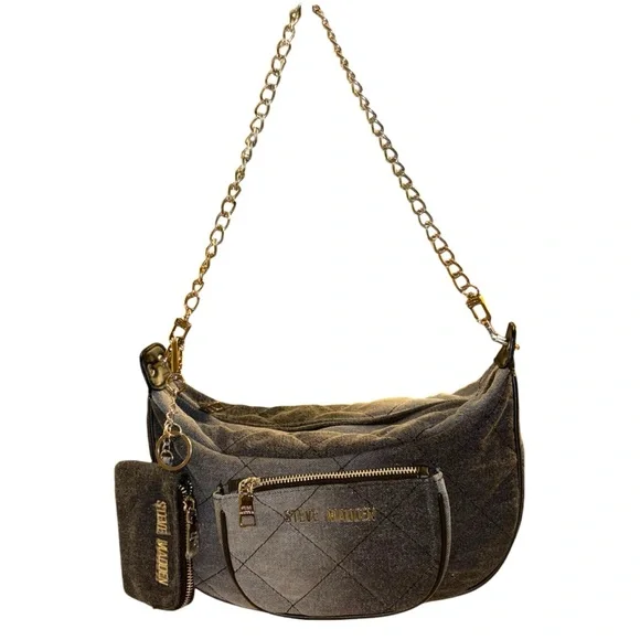 Steve Madden | NWOT Quilted Denim Crossbody + Wallet | Grey/Black - Picture 4 of 15